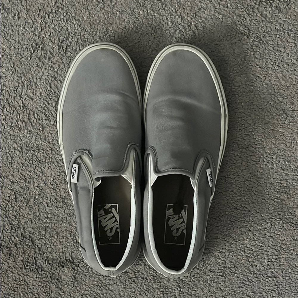 Vans Gray Canvas Slip-On Sneakers